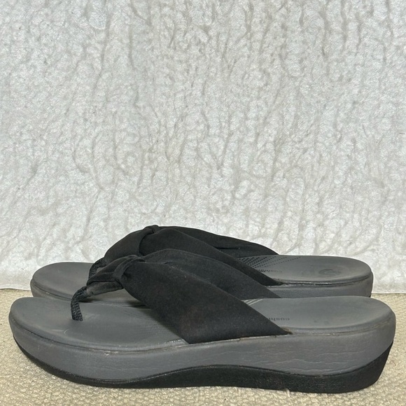 Clarks Cloudsteppers Womens Black Arla Glison SlipOn Thong Platform Sandals SZ 7 - Picture 2 of 11